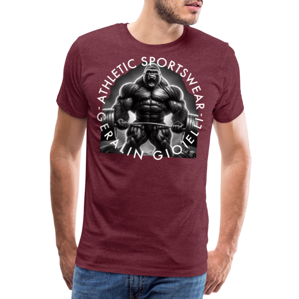 GYM Shirt Sport T-Shirt Men Herren Fitness Sportswear Streetwear 100% Baumwolle - Bordeauxrot meliert