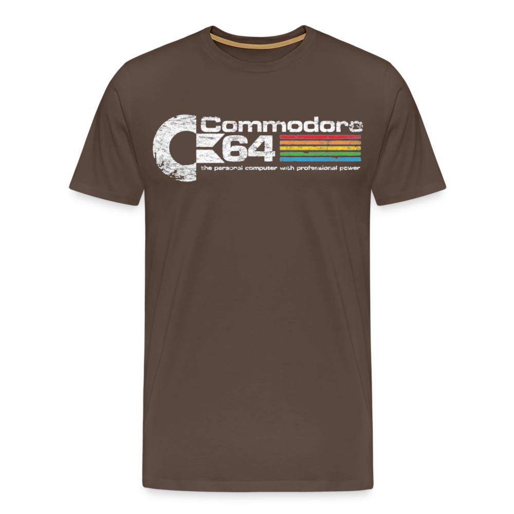 Fashion Herren Gaming Top Commodore T-Shirt Retro Streetwear 100 % Baumwolle - Edelbraun