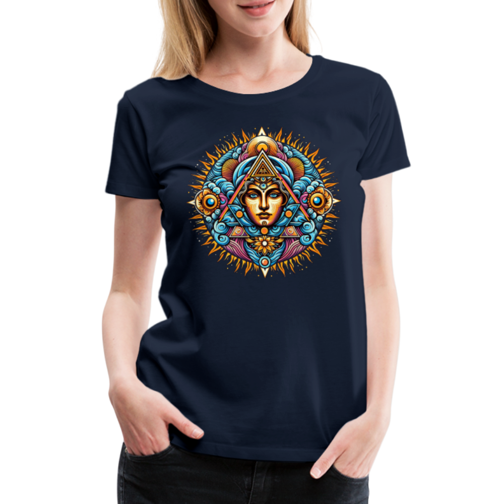 Damen Sommer Top Spirituelles Yoga T-Shirt Rundhals Streetwear lockeres Damentop - Navy