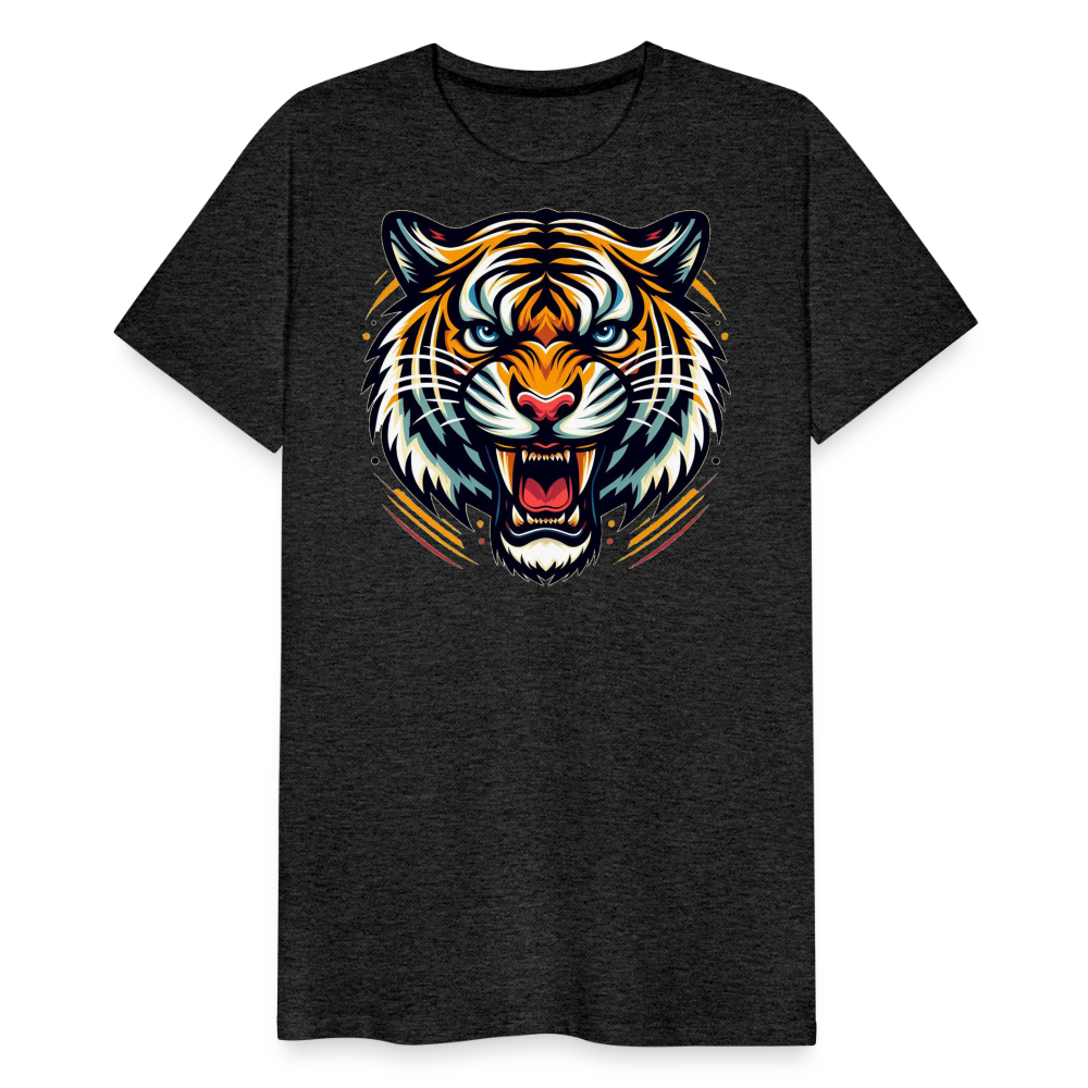 Herren T-Shirt Rundhals Unisex Tiger Sommer Streetwear Tank Top 100% Baumwolle - Anthrazit