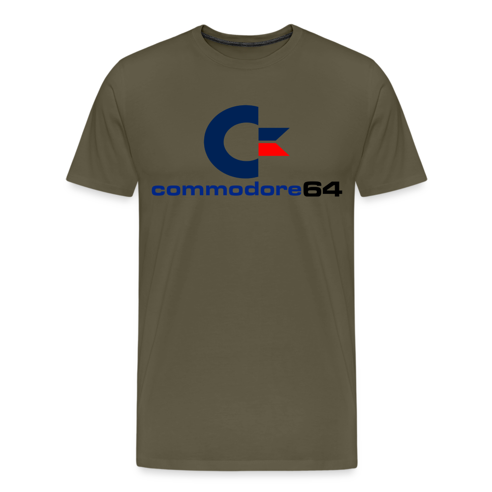 Fashion Herren Gaming Top Commodore T-Shirt Retro Streetwear 100 % Baumwolle - Khaki
