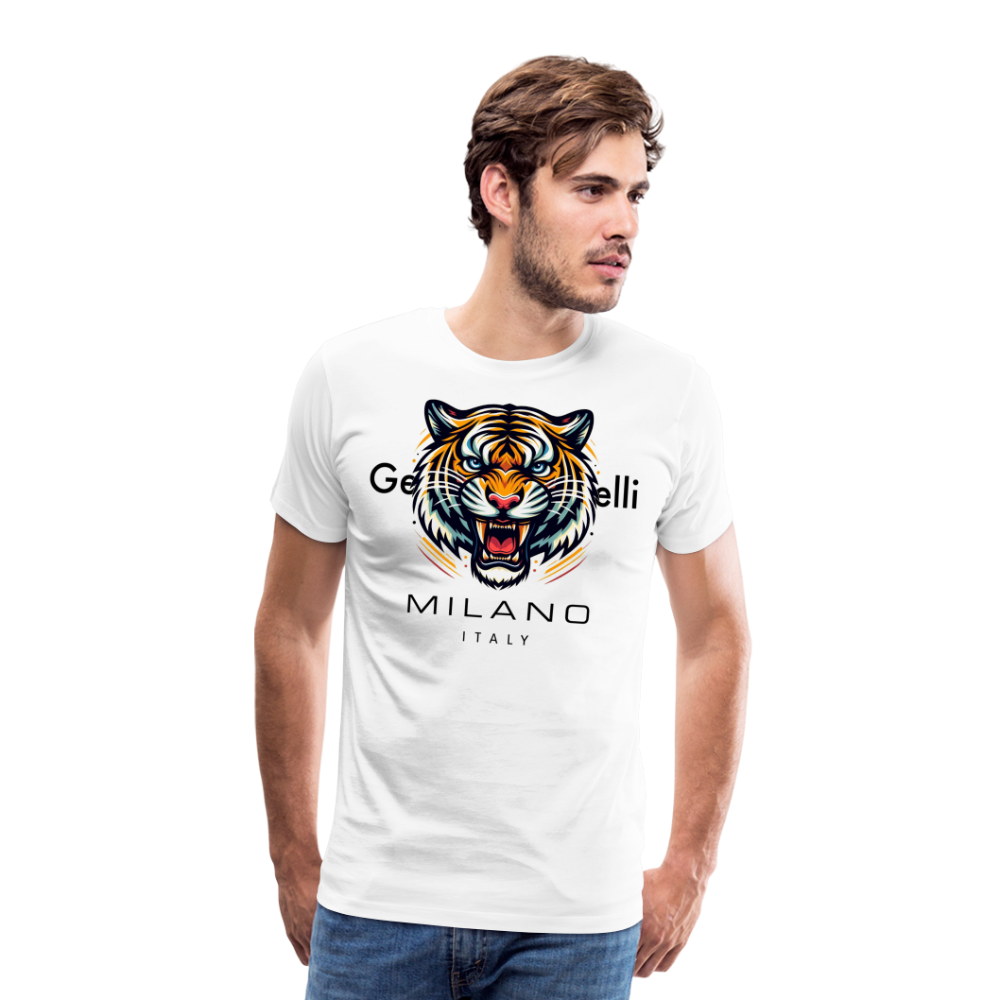 Männer T-Shirt Rundhals Unisex Tiger Sommer Streetwear Tank Top 100% Baumwolle - Weiß