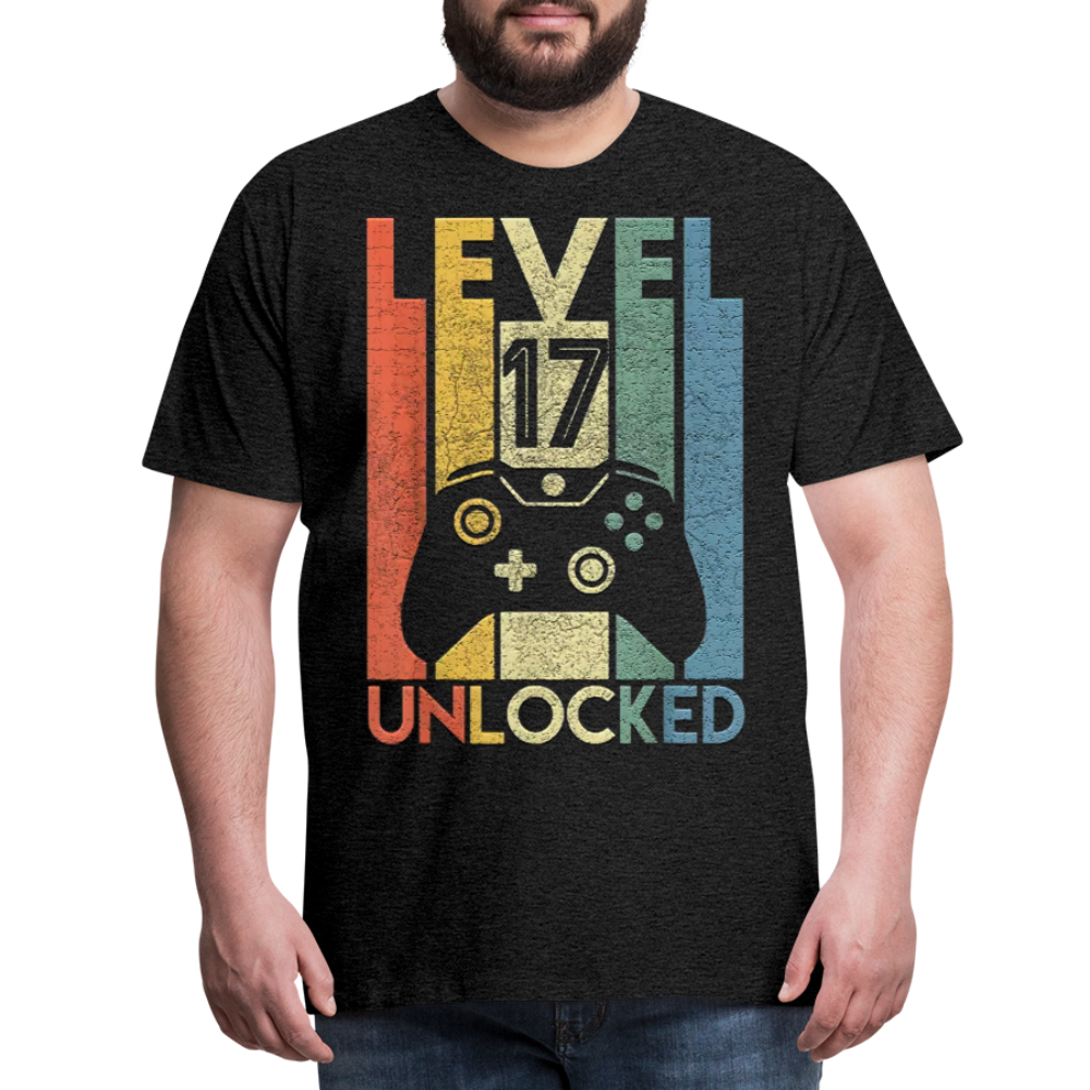Gamer T-Shirt Top Level 17 Unlocked Fashion Herren Streetwear 100% Baumwolle - Anthrazit