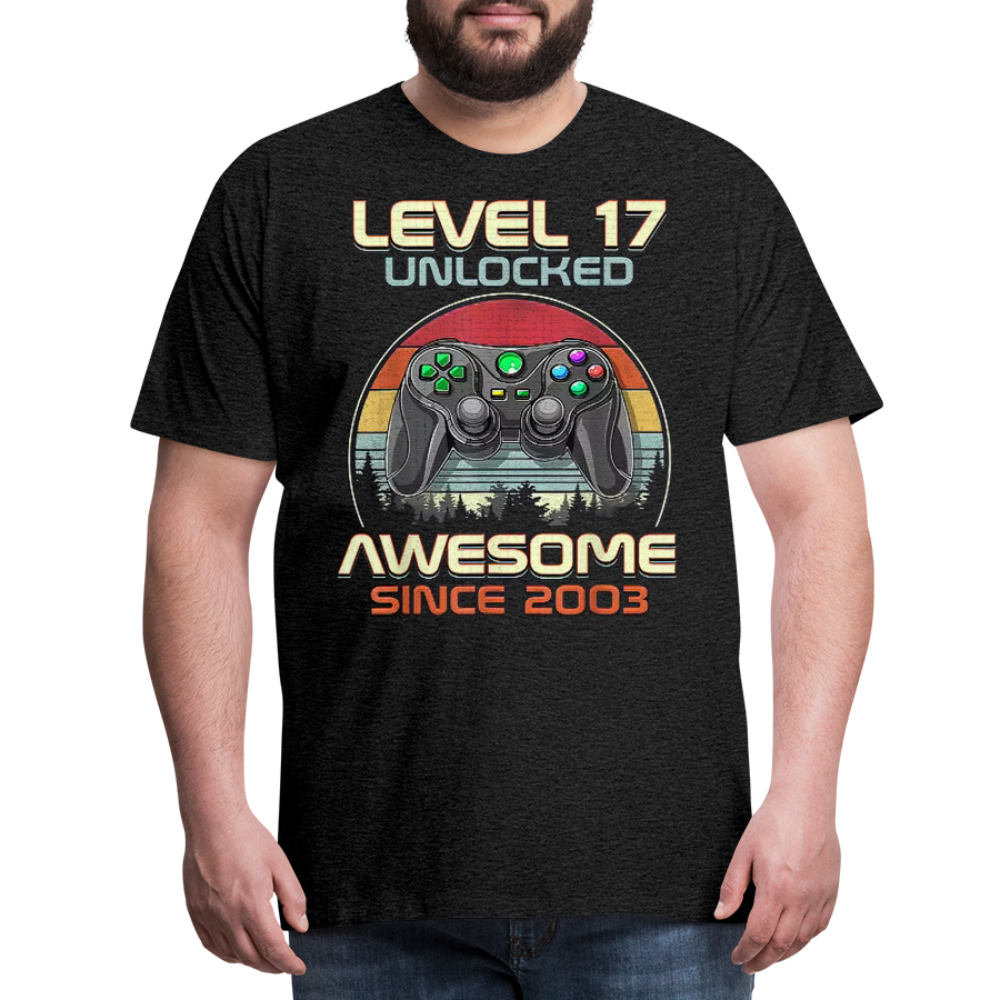 Gamer T-Shirt Top Level 17 Unlocked Fashion Herren Streetwear 100% Baumwolle - Anthrazit