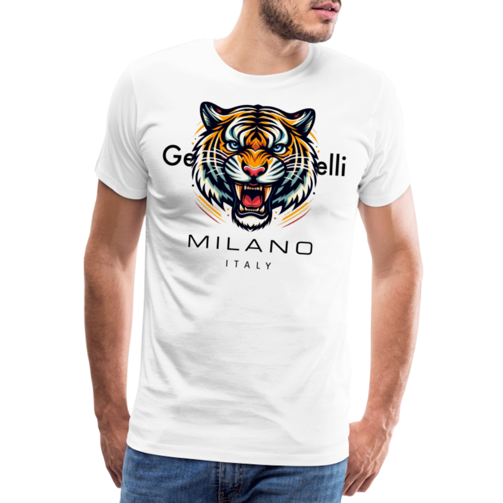 Männer T-Shirt Rundhals Unisex Tiger Sommer Streetwear Tank Top 100% Baumwolle - Weiß