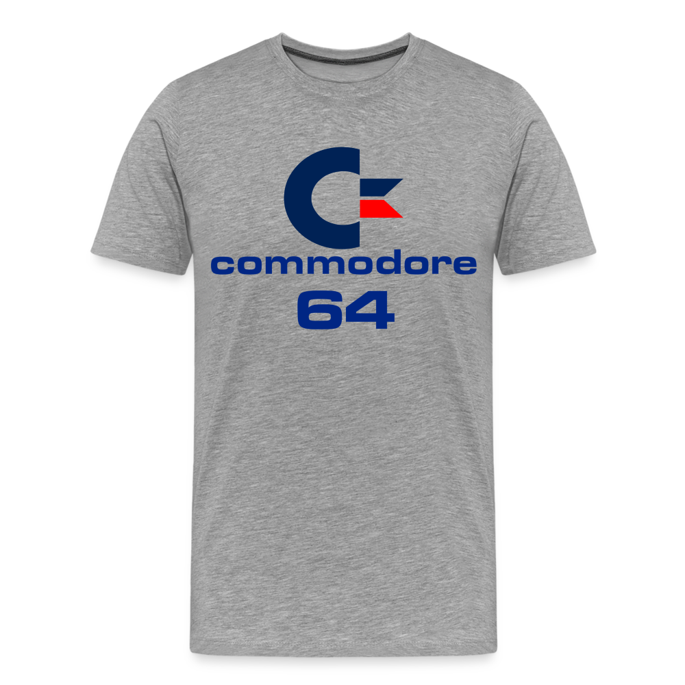 Fashion Herren Gaming Top Commodore T-Shirt Retro Streetwear 100 % Baumwolle - Grau meliert