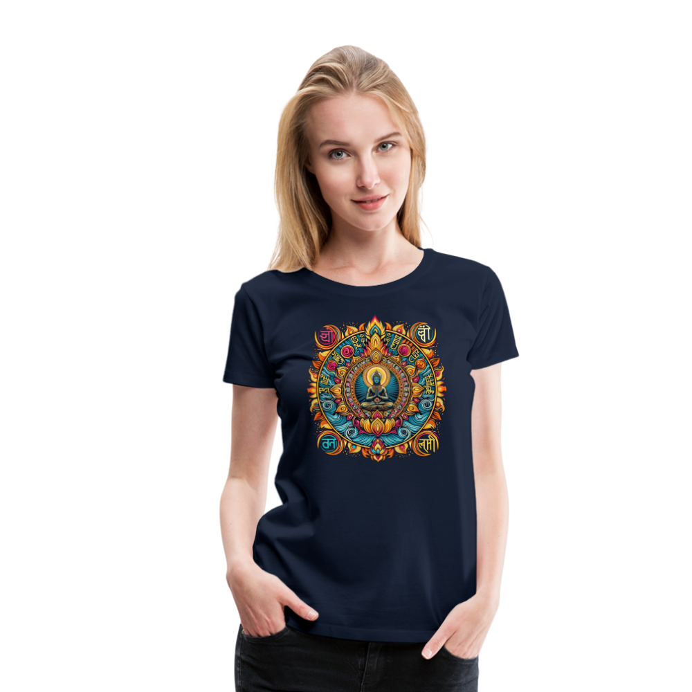 Damen Sommer Top Spirituelles Yoga T-Shirt Rundhals Streetwear lockeres Damentop - Navy