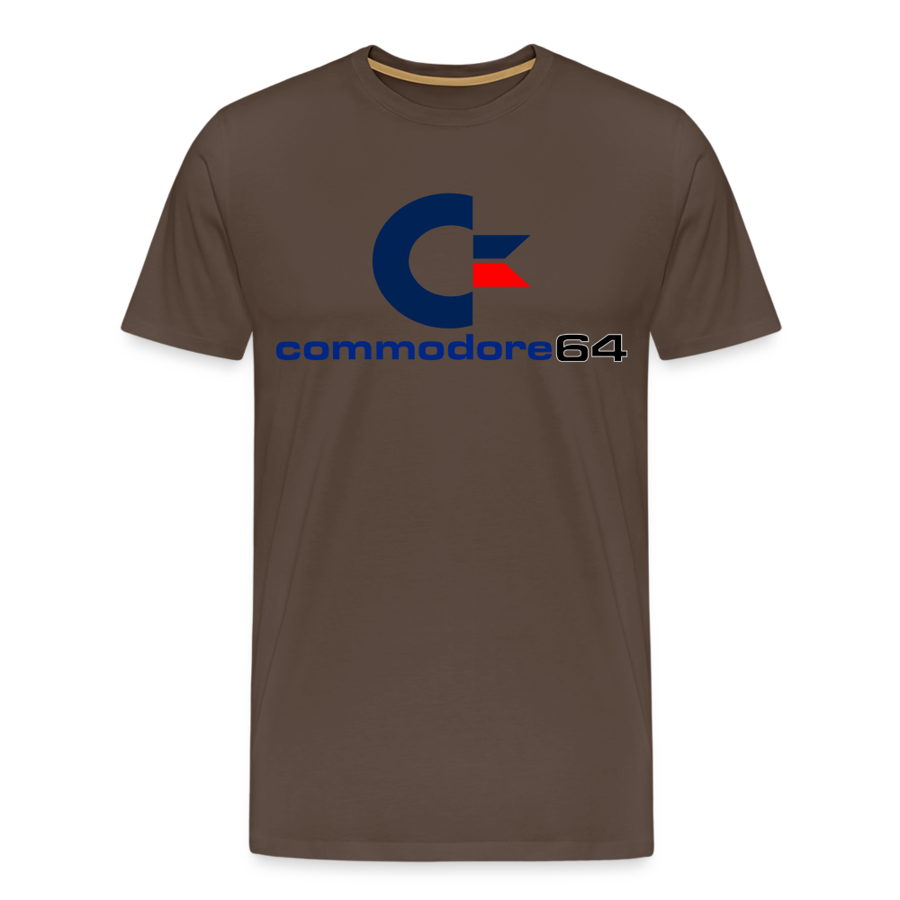 Fashion Herren Gaming Top Commodore T-Shirt Retro Streetwear 100 % Baumwolle - Edelbraun