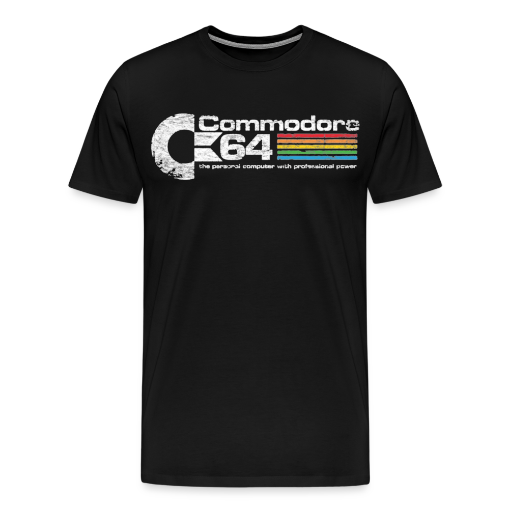 Fashion Herren Gaming Top Commodore T-Shirt Retro Streetwear 100 % Baumwolle - Schwarz