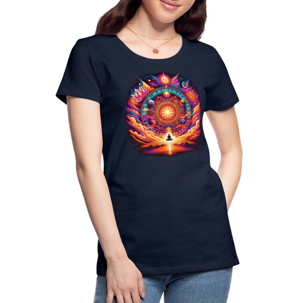 Damen Sommer Top Spirituelles Yoga T-Shirt Rundhals Streetwear lockeres Damentop - Navy
