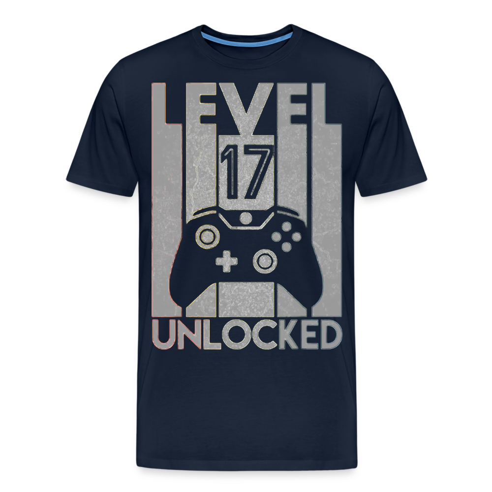 Gamer T-Shirt Top Level 17 Unlocked Fashion Herren Streetwear 100% Baumwolle - Navy
