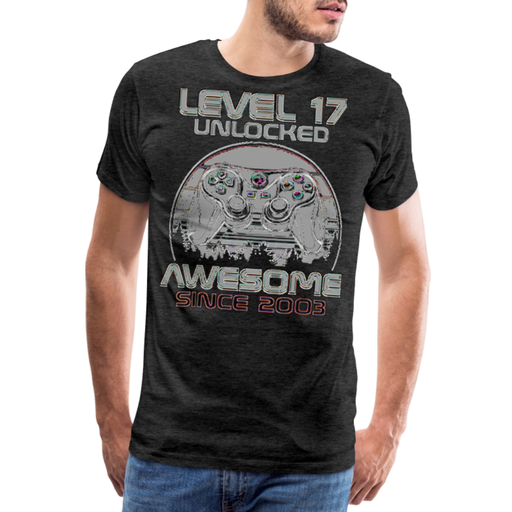 Gamer T-Shirt Top Level 17 Unlocked Fashion Herren Streetwear 100% Baumwolle - Anthrazit