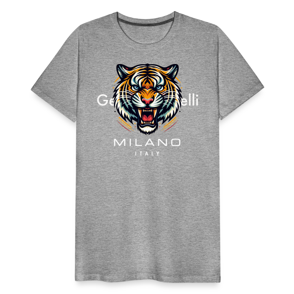 Männer T-Shirt Rundhals Unisex Tiger Sommer Streetwear Tank Top 100% Baumwolle - Grau meliert