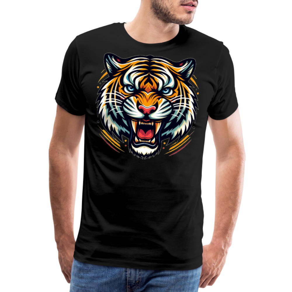 Herren T-Shirt Rundhals Unisex Tiger Sommer Streetwear Tank Top 100% Baumwolle - Schwarz