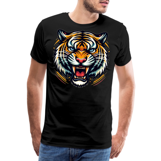 Herren T-Shirt Rundhals Unisex Tiger Sommer Streetwear Tank Top 100% Baumwolle - Schwarz