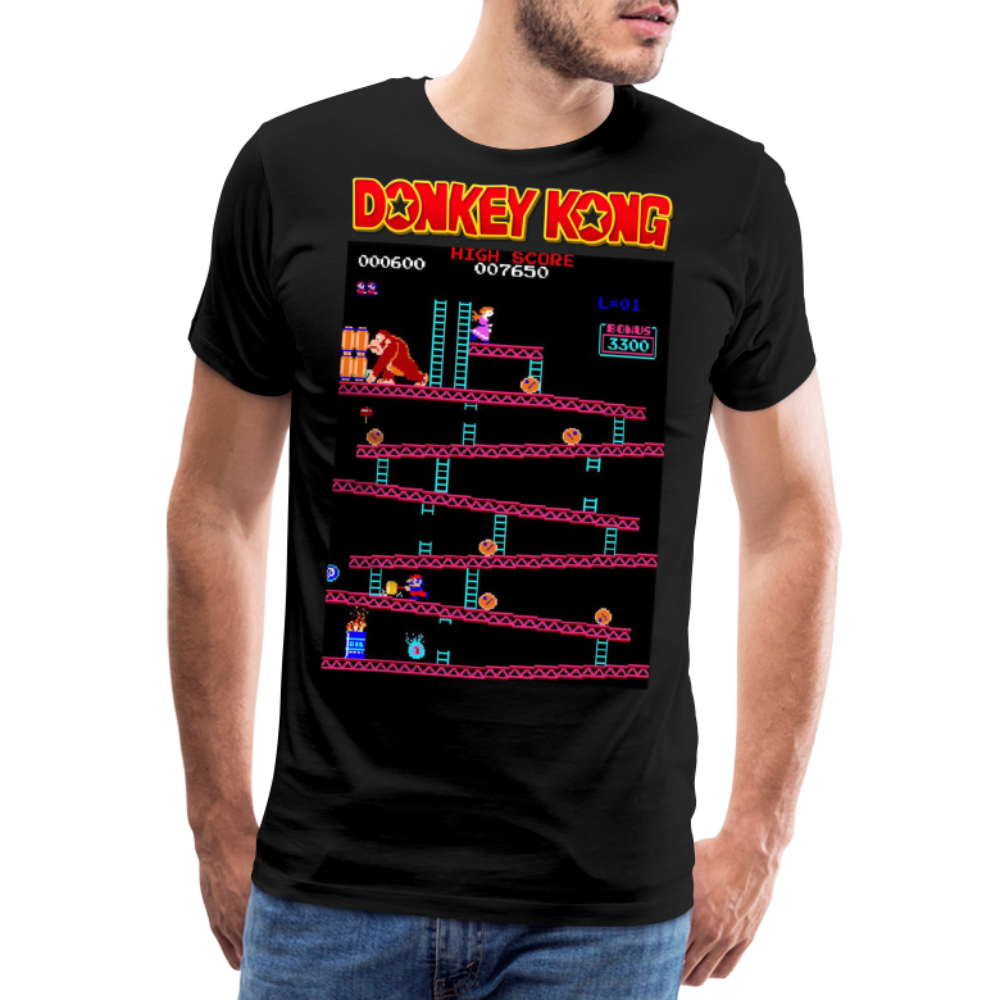 Fashion Herren Gaming Top Donkey T-Shirt Retro Streetwear 100% Baumwolle - Schwarz