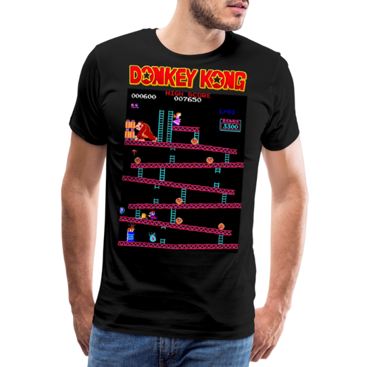 Fashion Herren Gaming Top Donkey T-Shirt Retro Streetwear 100% Baumwolle - Schwarz