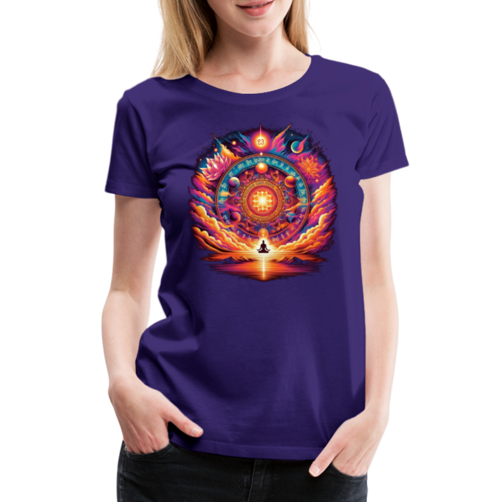 Damen Sommer Top Spirituelles Yoga T-Shirt Rundhals Streetwear lockeres Damentop - Lila