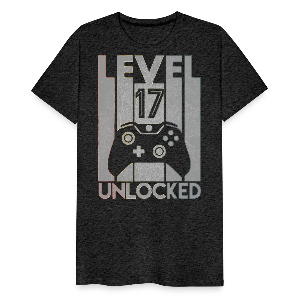 Gamer T-Shirt Top Level 17 Unlocked Fashion Herren Streetwear 100% Baumwolle - Anthrazit