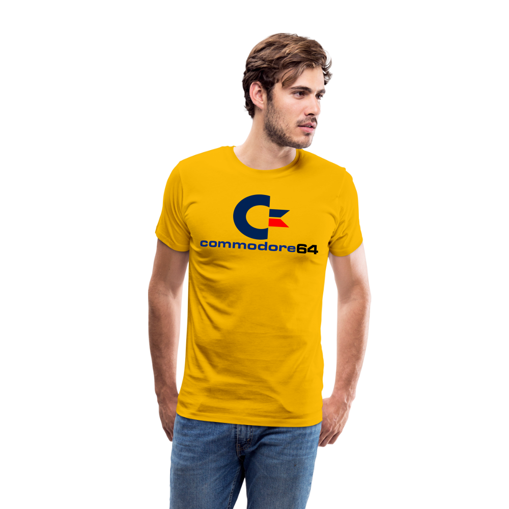 Fashion Herren Gaming Top Commodore T-Shirt Retro Streetwear 100 % Baumwolle - Sonnengelb