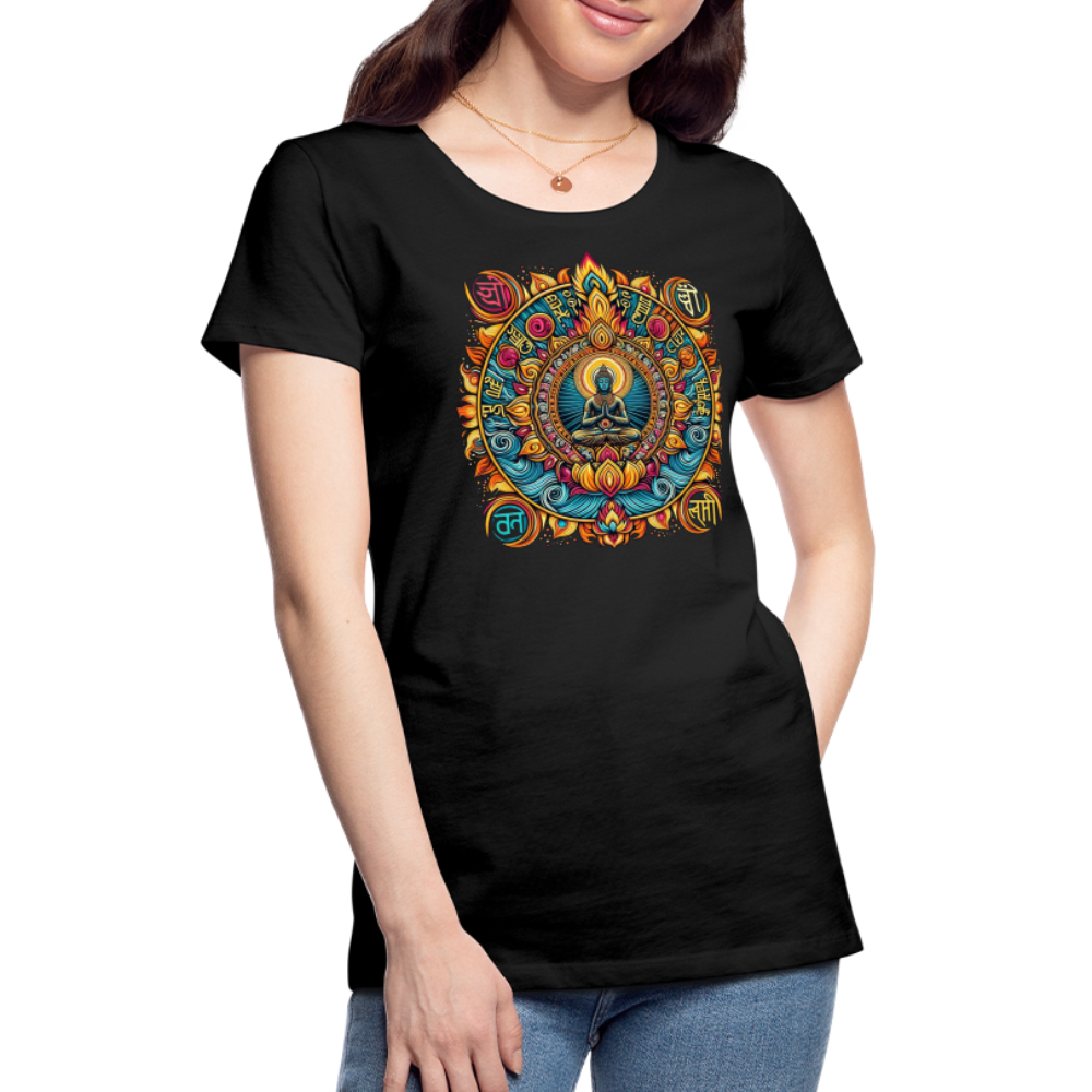 Damen Sommer Top Spirituelles Yoga T-Shirt Rundhals Streetwear lockeres Damentop - Schwarz