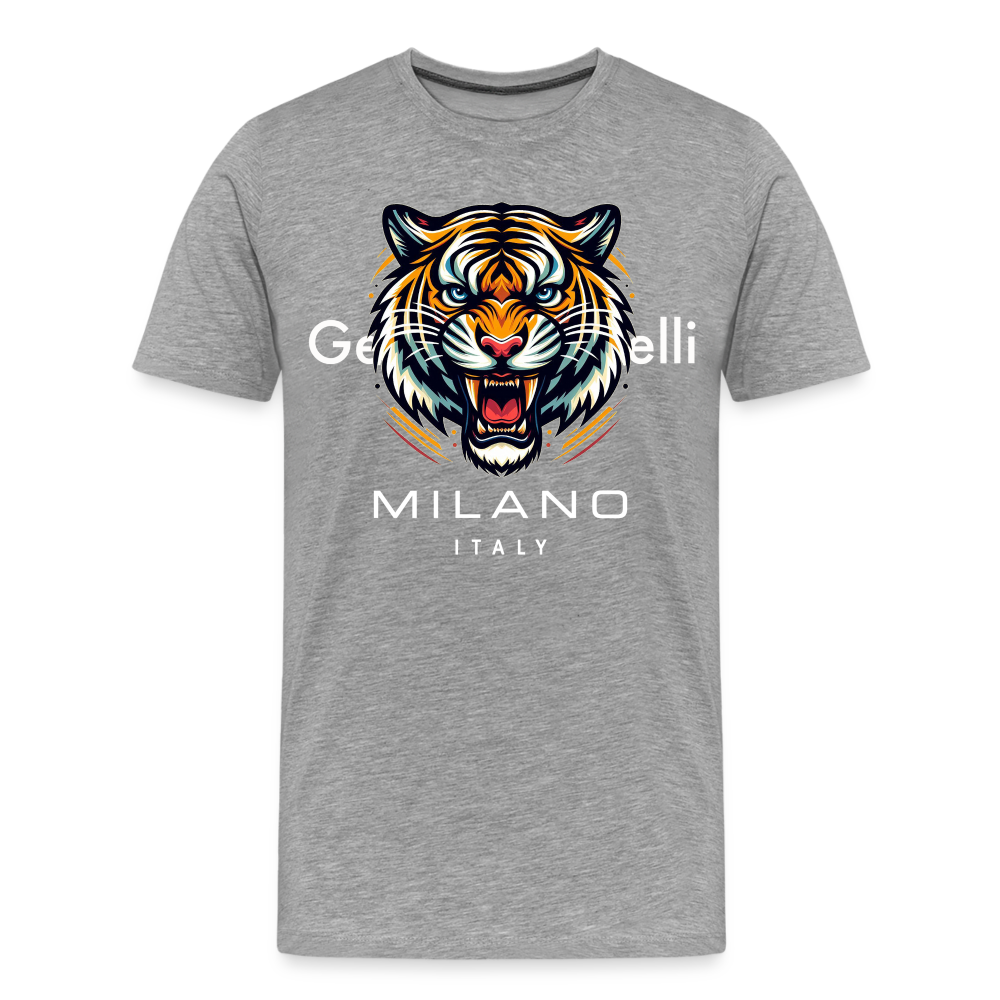 Männer T-Shirt Rundhals Unisex Tiger Sommer Streetwear Tank Top 100% Baumwolle - Grau meliert