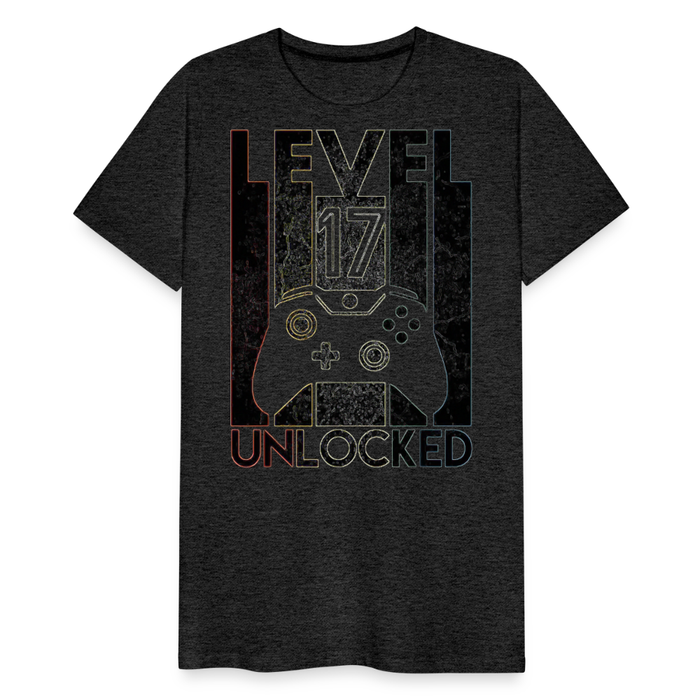 Gamer T-Shirt Top Level 17 Unlocked Fashion Herren Streetwear 100% Baumwolle - Anthrazit