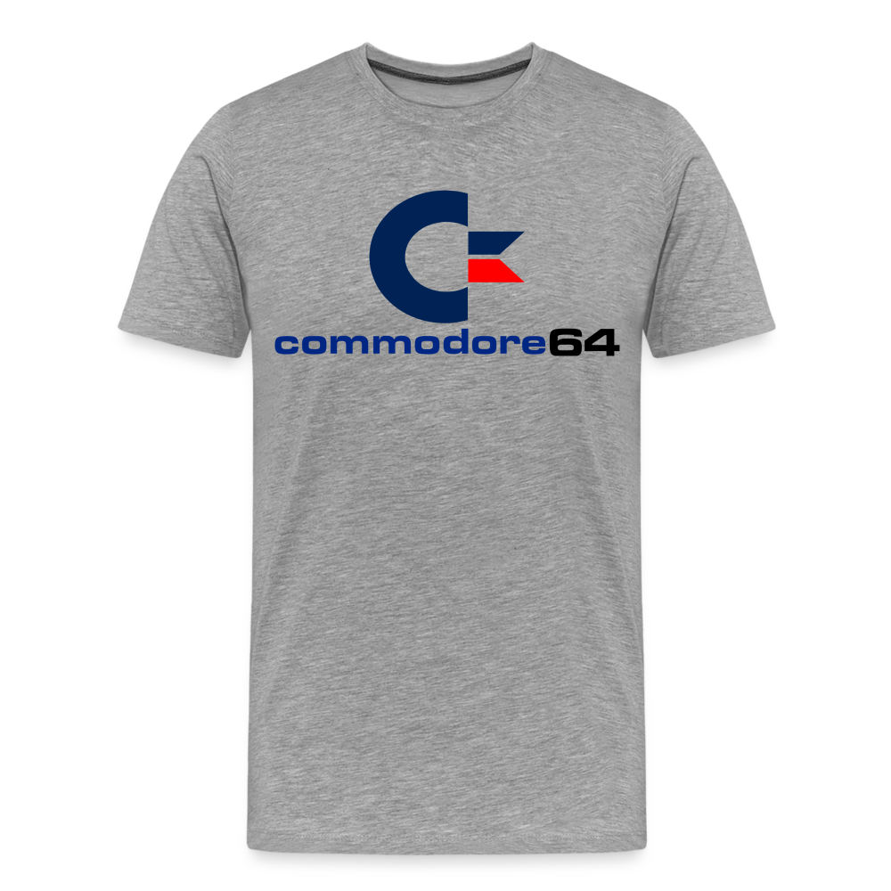 Fashion Herren Gaming Top Commodore T-Shirt Retro Streetwear 100 % Baumwolle - Grau meliert