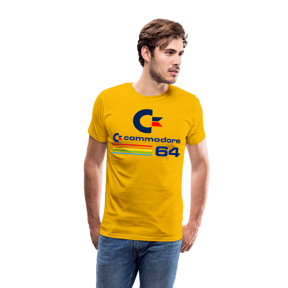 Fashion Herren Gaming Top Commodore T-Shirt Retro Streetwear 100 % Baumwolle - Sonnengelb