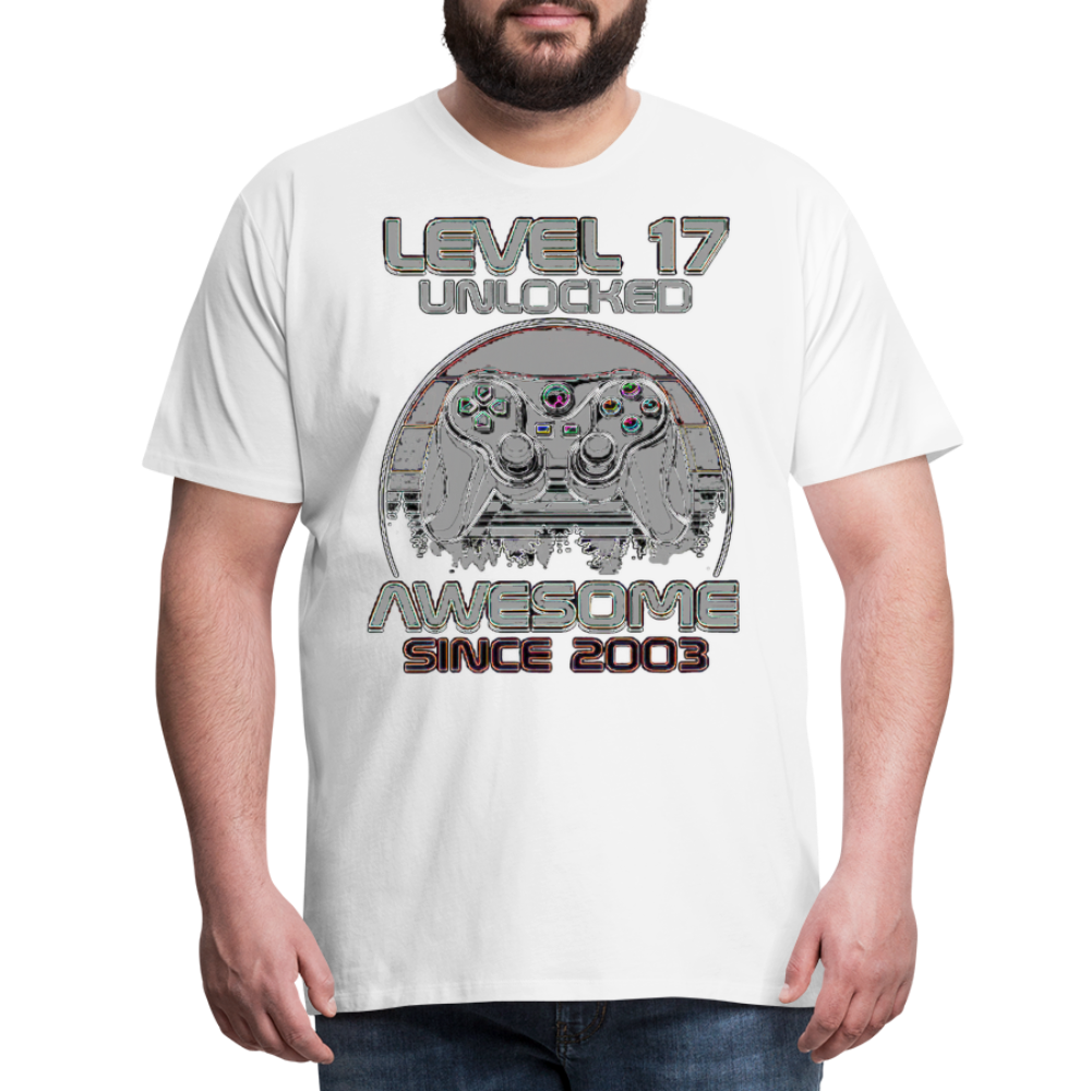 Gamer T-Shirt Top Level 17 Unlocked Fashion Herren Streetwear 100% Baumwolle - Weiß
