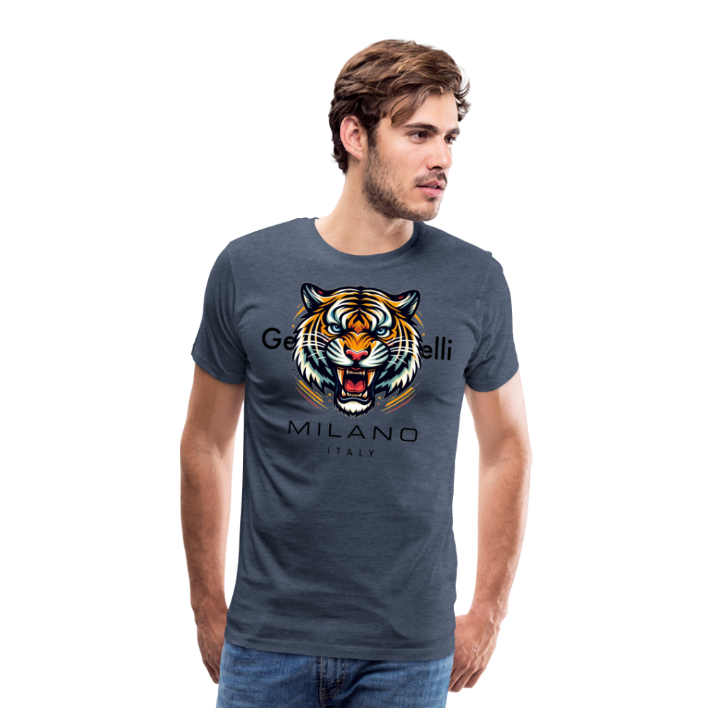 Männer T-Shirt Rundhals Unisex Tiger Sommer Streetwear Tank Top 100% Baumwolle - Blau meliert