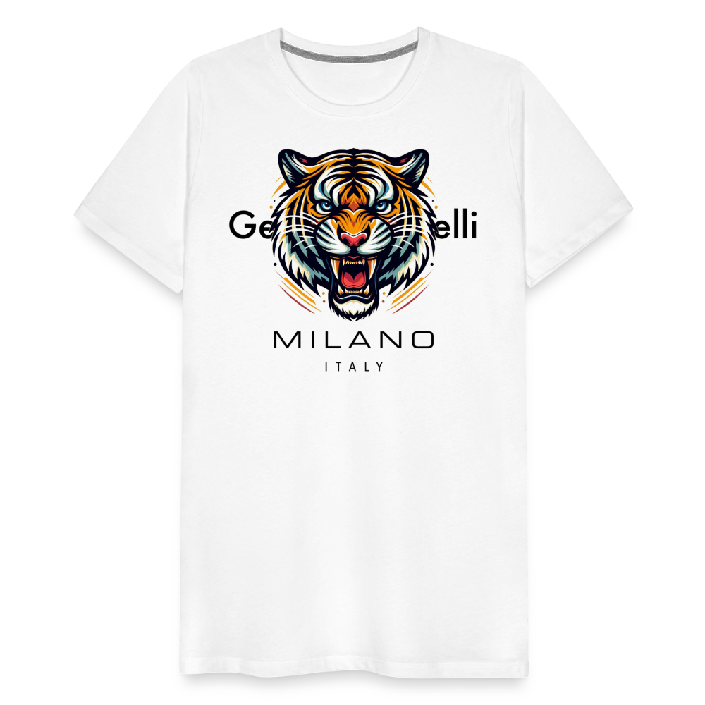 Männer T-Shirt Rundhals Unisex Tiger Sommer Streetwear Tank Top 100% Baumwolle - Weiß