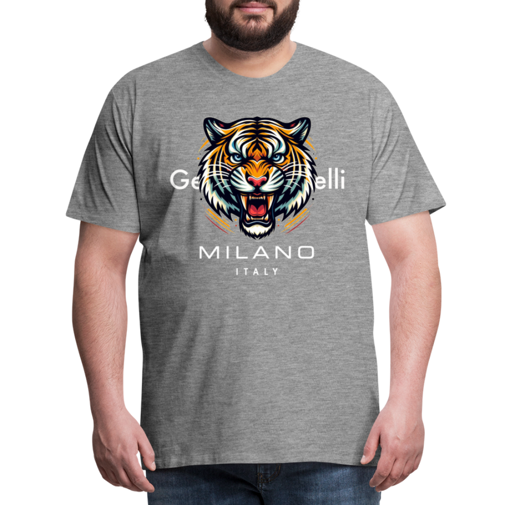 Männer T-Shirt Rundhals Unisex Tiger Sommer Streetwear Tank Top 100% Baumwolle - Grau meliert
