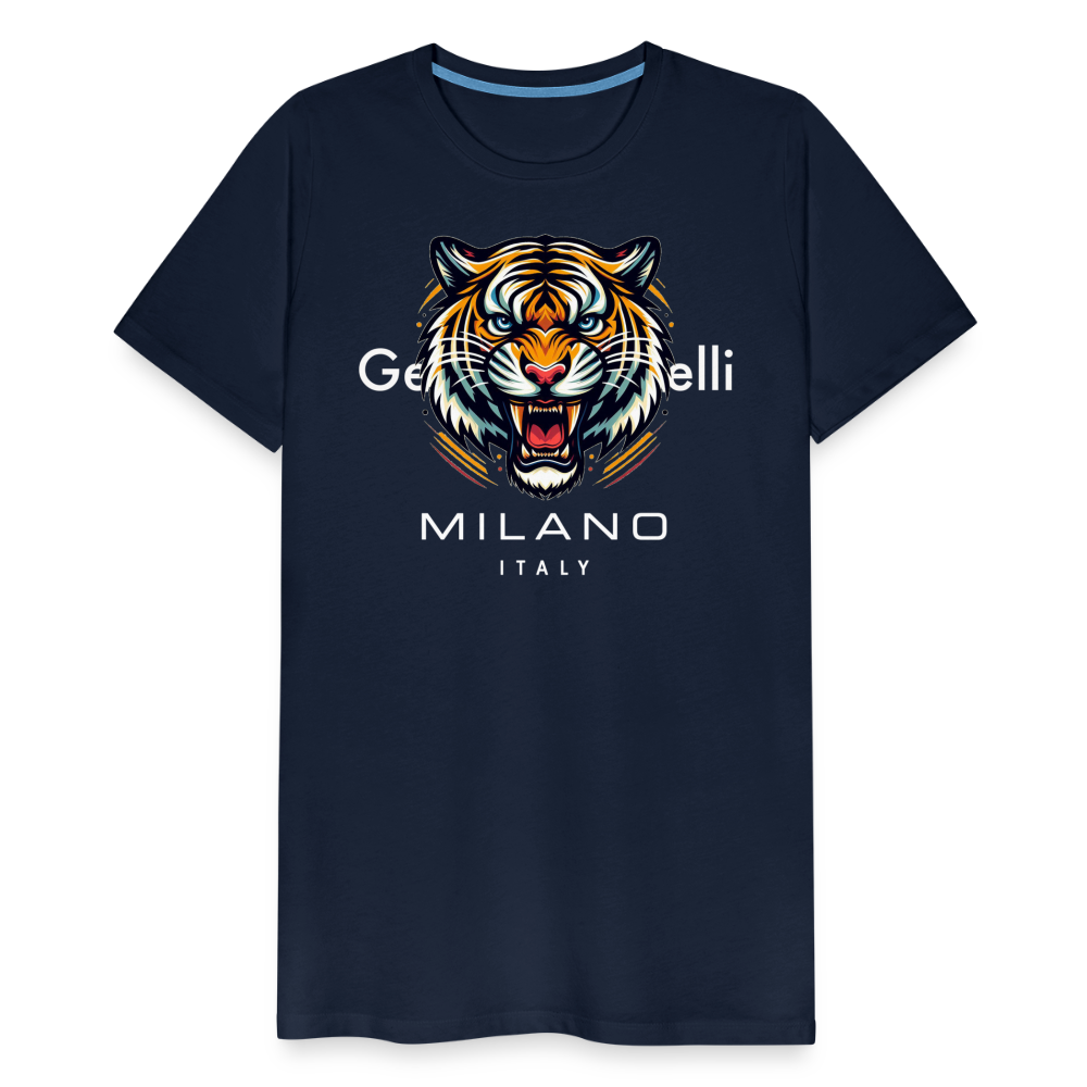 Männer T-Shirt Rundhals Unisex Tiger Sommer Streetwear Tank Top 100% Baumwolle - Navy