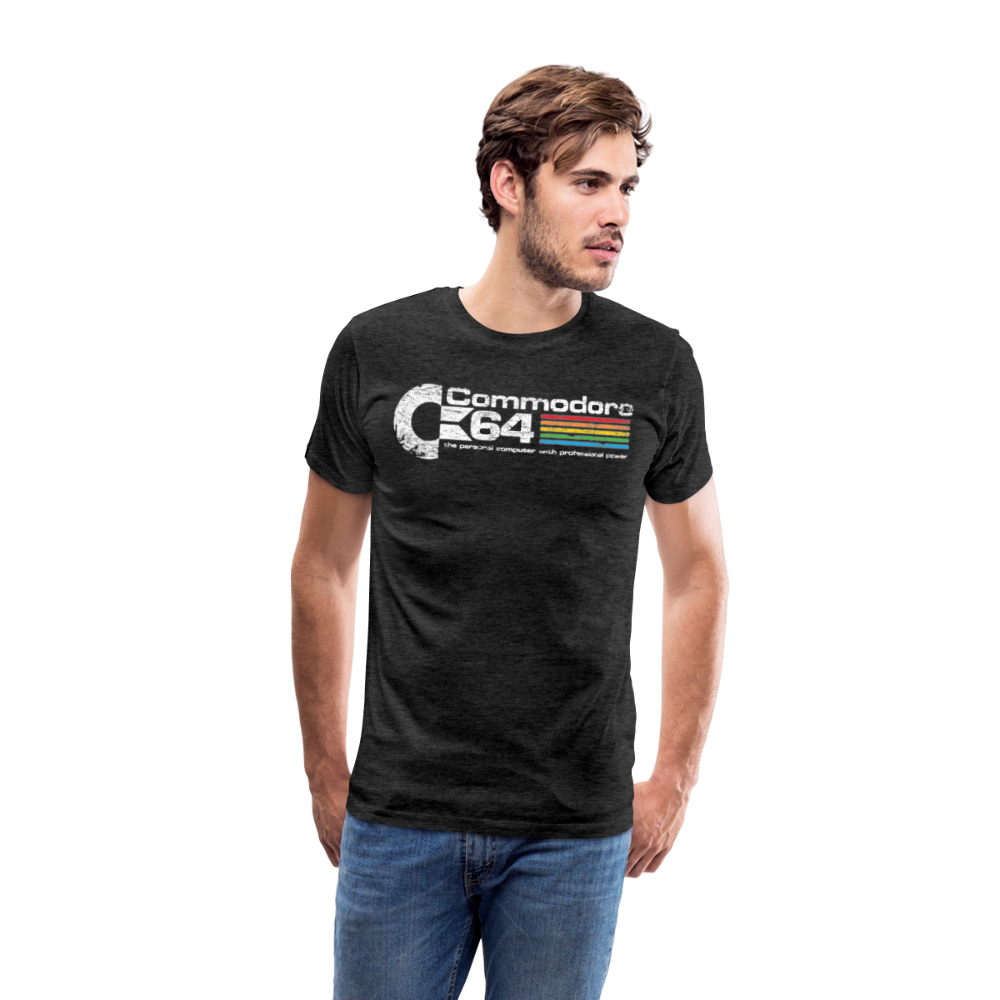 Fashion Herren Gaming Top Commodore T-Shirt Retro Streetwear 100 % Baumwolle - Anthrazit