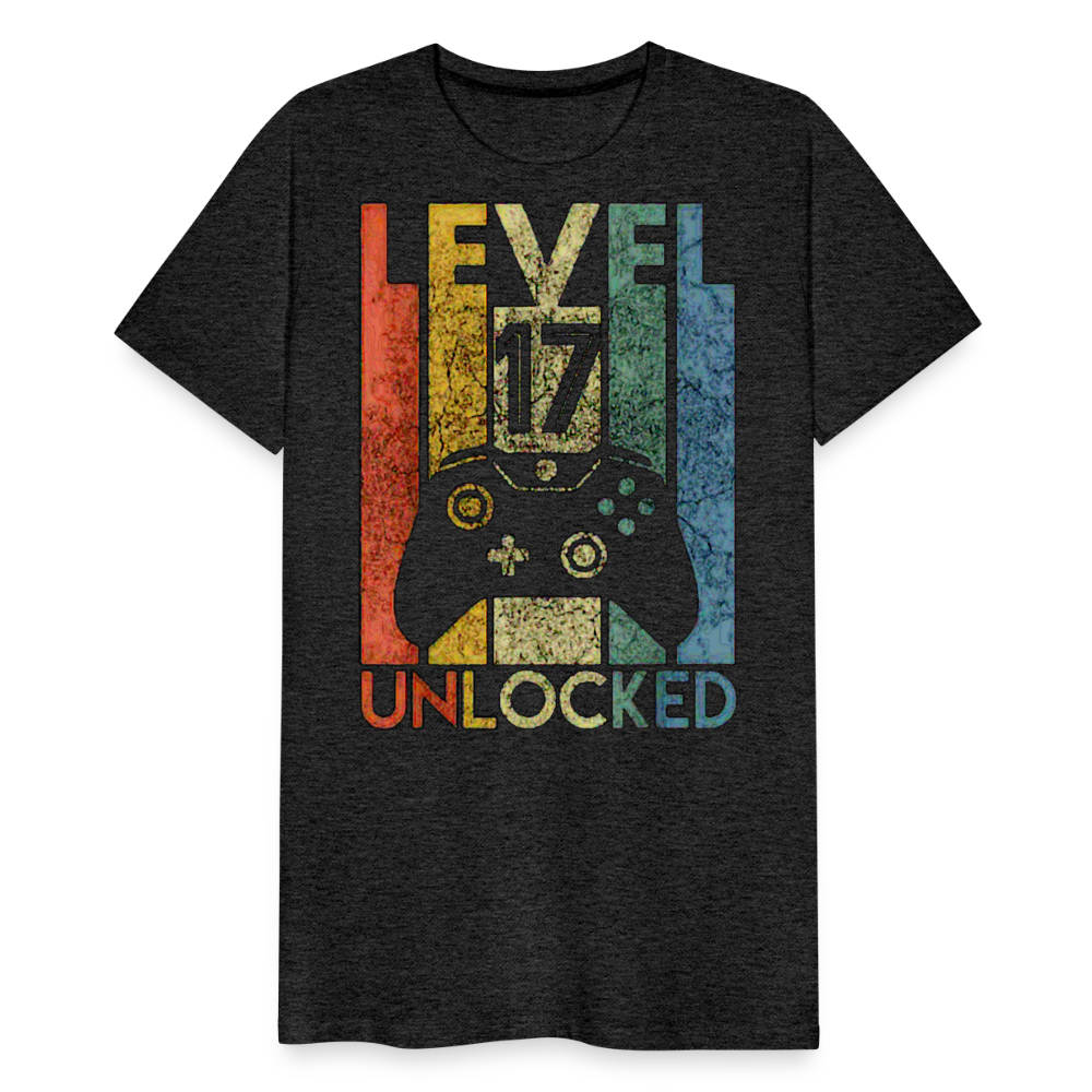 Gamer T-Shirt Top Level 17 Unlocked Fashion Herren Streetwear 100% Baumwolle - Anthrazit