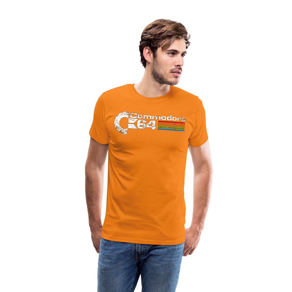 Fashion Herren Gaming Top Commodore T-Shirt Retro Streetwear 100 % Baumwolle - Orange