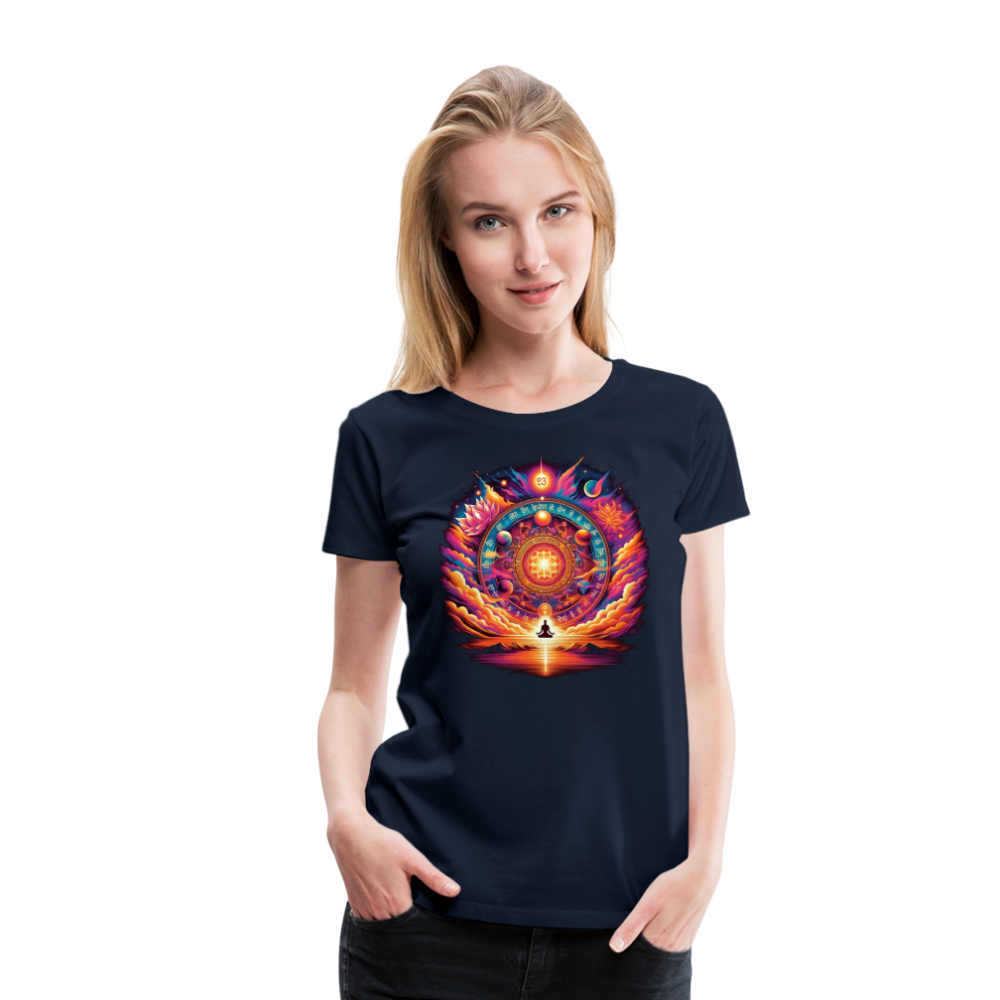 Damen Sommer Top Spirituelles Yoga T-Shirt Rundhals Streetwear lockeres Damentop - Navy