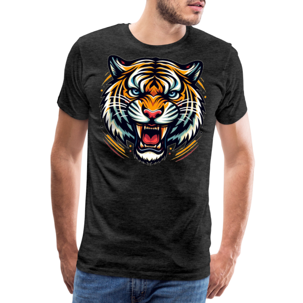 Herren T-Shirt Rundhals Unisex Tiger Sommer Streetwear Tank Top 100% Baumwolle - Anthrazit