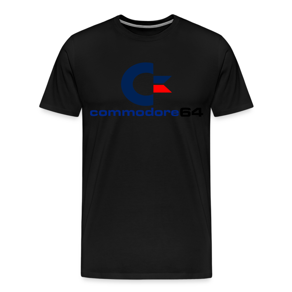 Fashion Herren Gaming Top Commodore T-Shirt Retro Streetwear 100 % Baumwolle - Schwarz