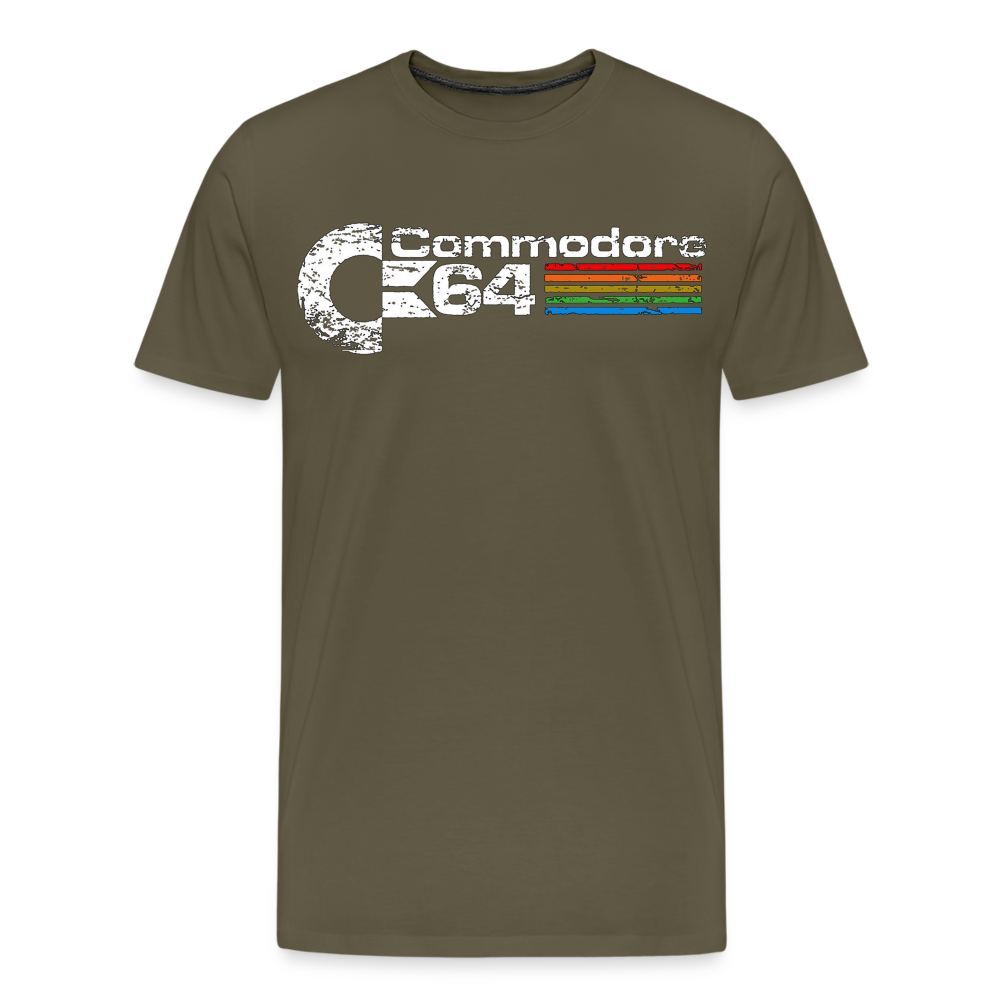 Fashion Herren Gaming Top Commodore T-Shirt Retro Streetwear 100 % Baumwolle - Khaki