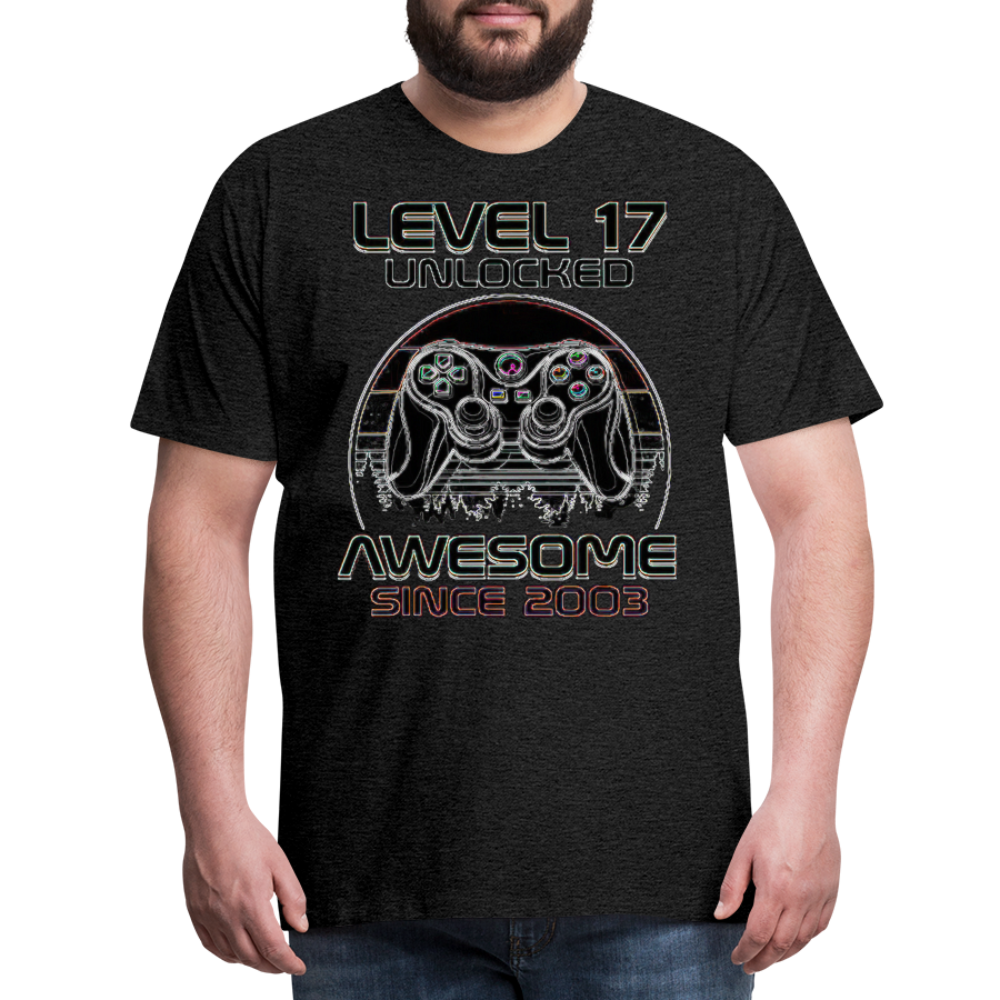 Gamer T-Shirt Top Level 17 Unlocked Fashion Herren Streetwear 100% Baumwolle - Anthrazit