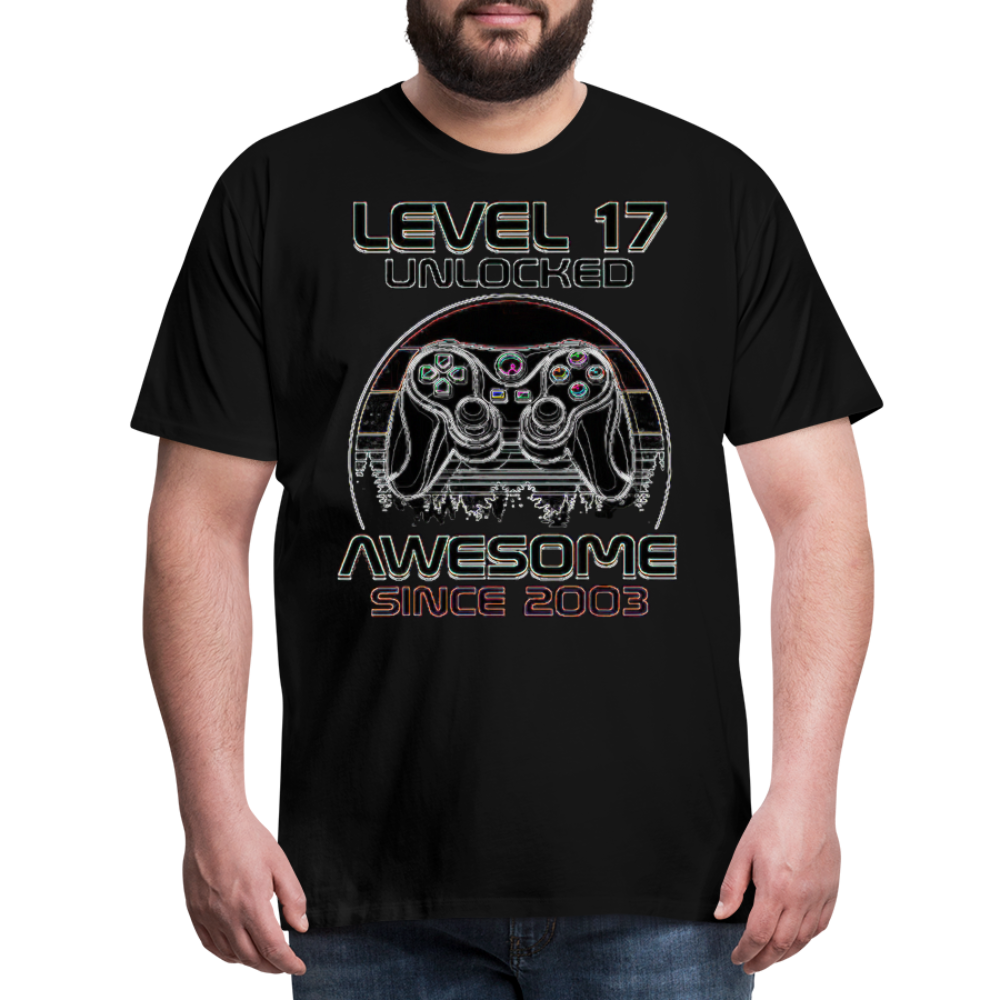 Gamer T-Shirt Top Level 17 Unlocked Fashion Herren Streetwear 100% Baumwolle - Schwarz