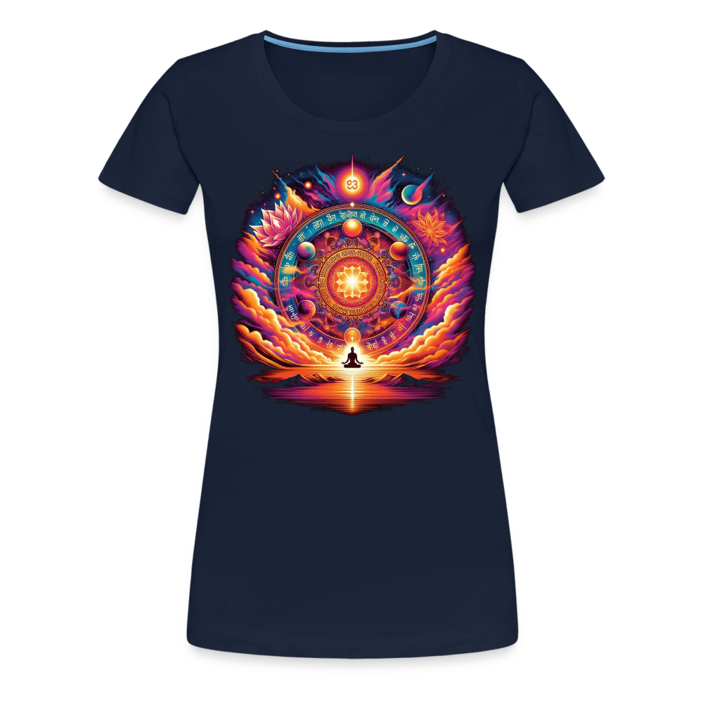 Damen Sommer Top Spirituelles Yoga T-Shirt Rundhals Streetwear lockeres Damentop - Navy
