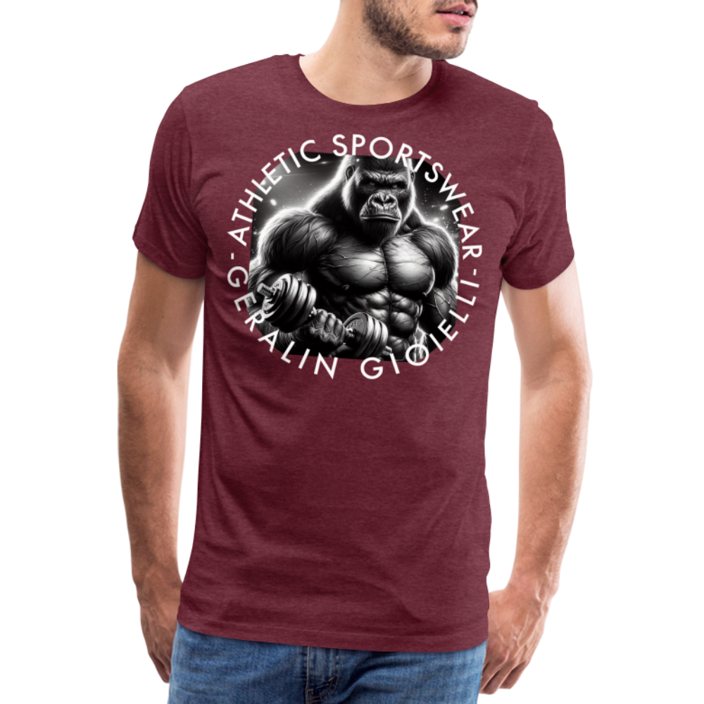 GYM Shirt Sport T-Shirt Men Herren Fitness Sportswear Streetwear 100% Baumwolle - Bordeauxrot meliert