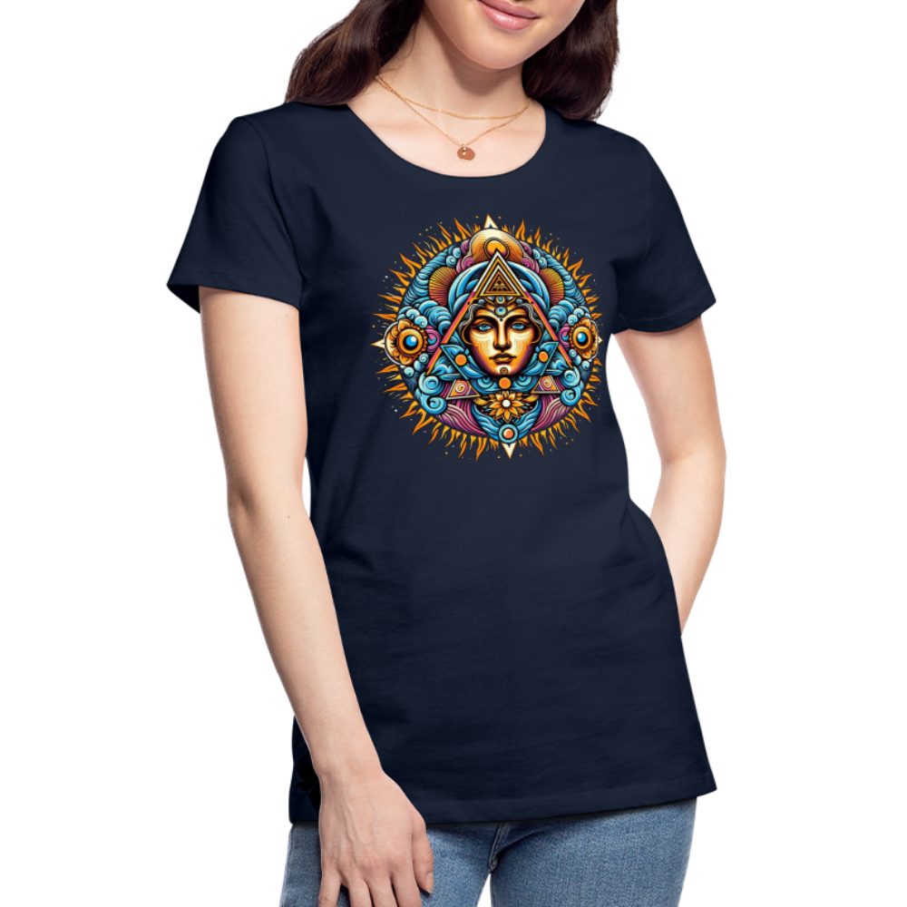 Damen Sommer Top Spirituelles Yoga T-Shirt Rundhals Streetwear lockeres Damentop - Navy