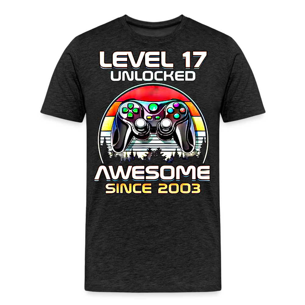 Gamer T-Shirt Top Level 17 Unlocked Fashion Herren Streetwear 100% Baumwolle - Anthrazit