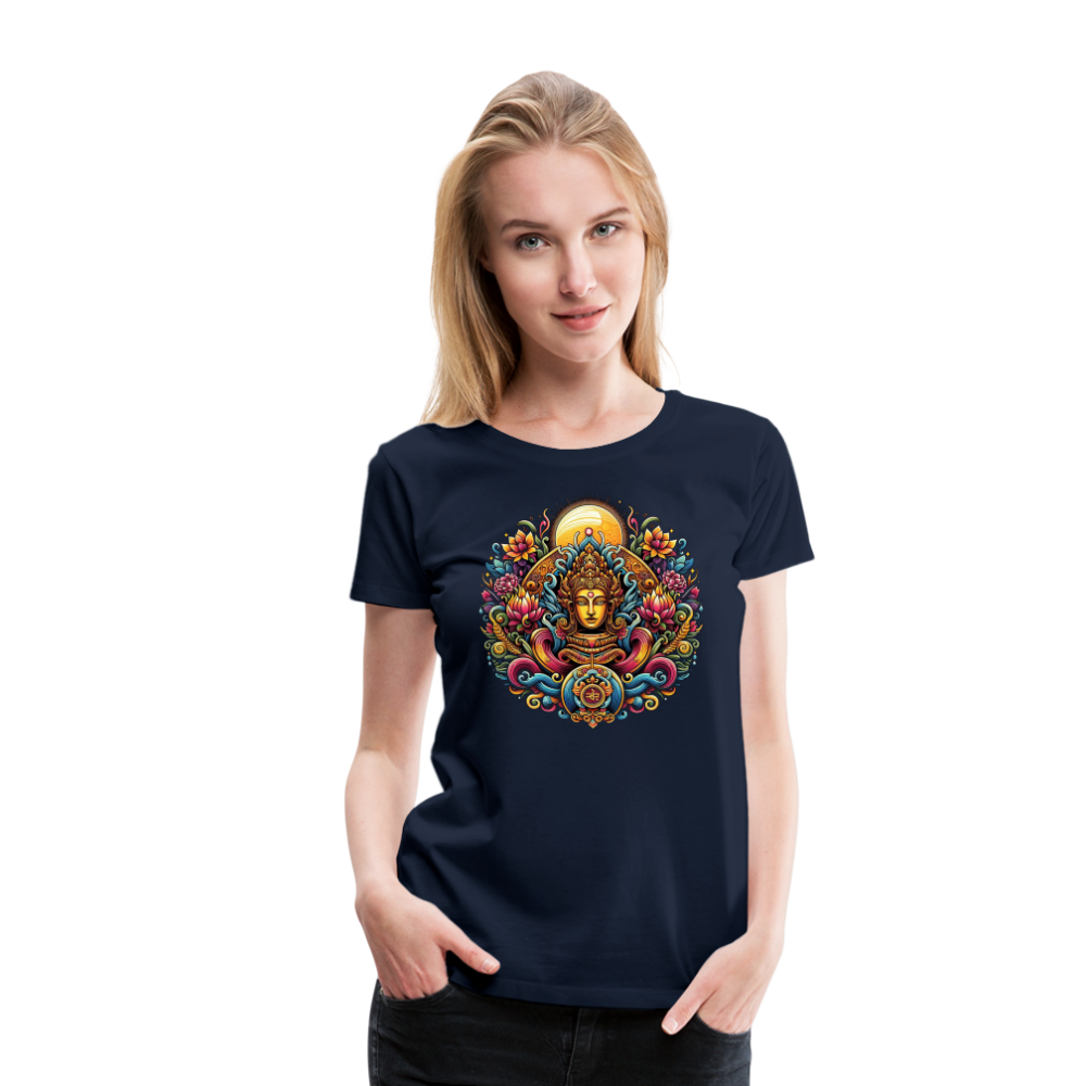 Damen Sommer Top Spirituelles Yoga T-Shirt Rundhals Streetwear lockeres Damentop - Navy