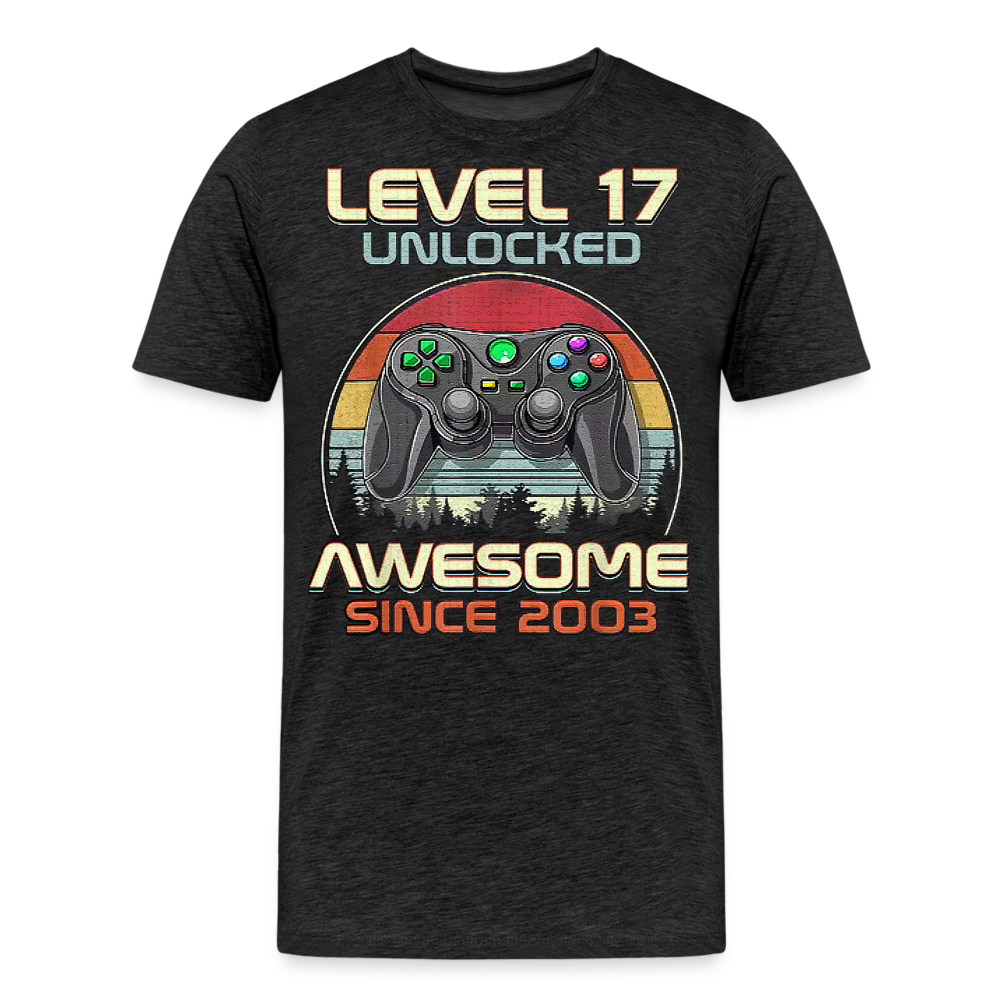 Gamer T-Shirt Top Level 17 Unlocked Fashion Herren Streetwear 100% Baumwolle - Anthrazit