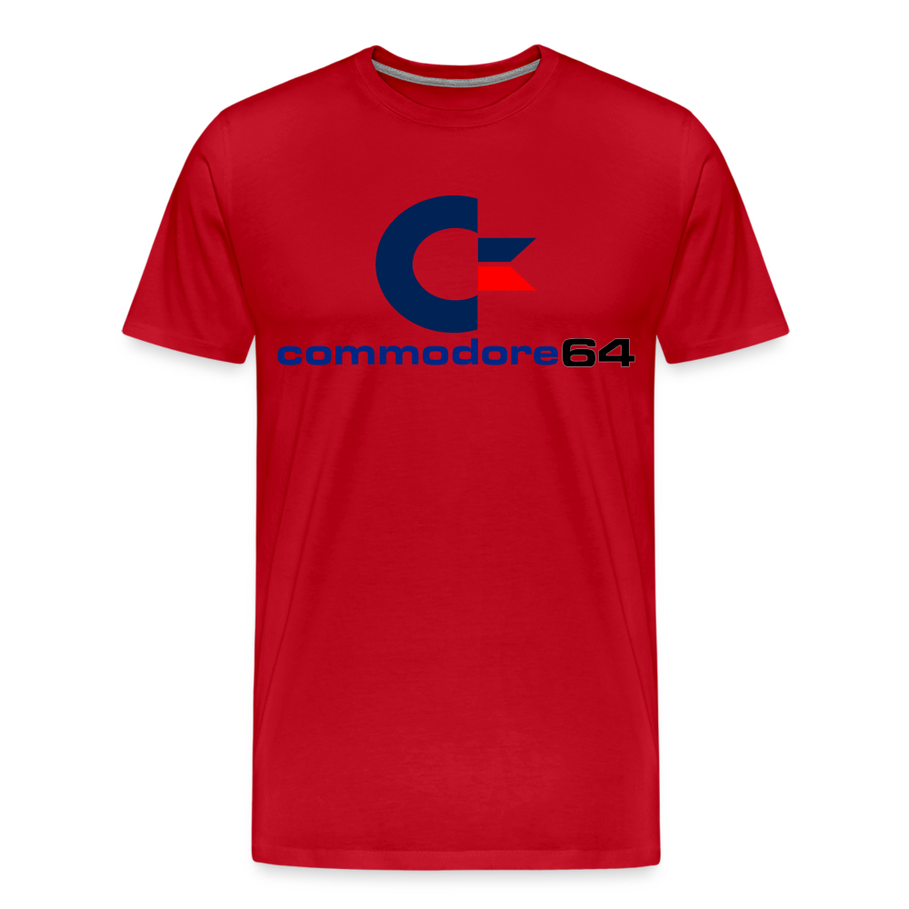 Fashion Herren Gaming Top Commodore T-Shirt Retro Streetwear 100 % Baumwolle - Rot